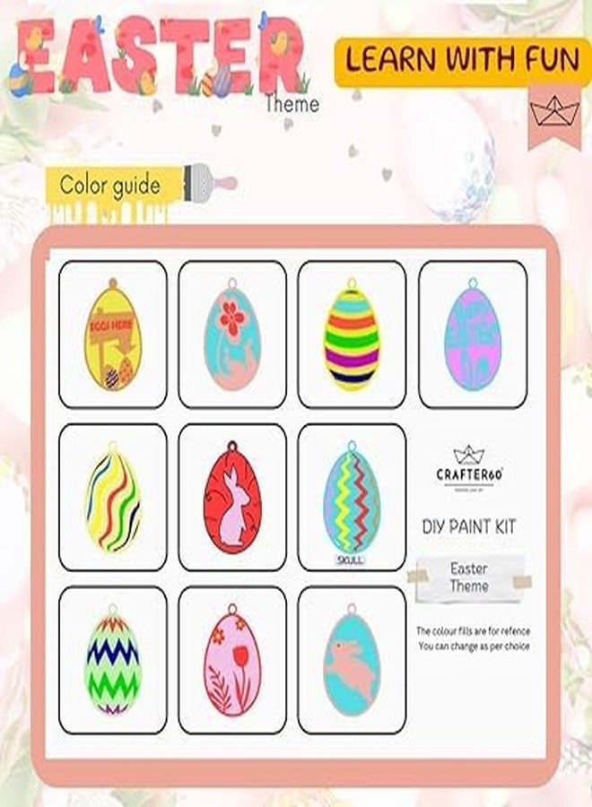 CRAFTER60 DIY Wooden Painting Kit for Kids 5+ - DIY Art & Craft Set with Paints, Brushes & Cutouts - Educational Creative Toy (Easter) - Image 5